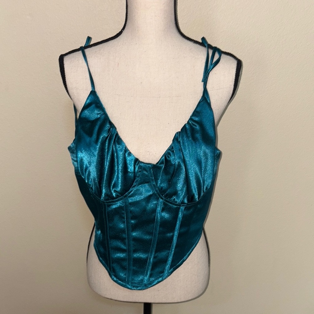 Teal Satin Corset Top